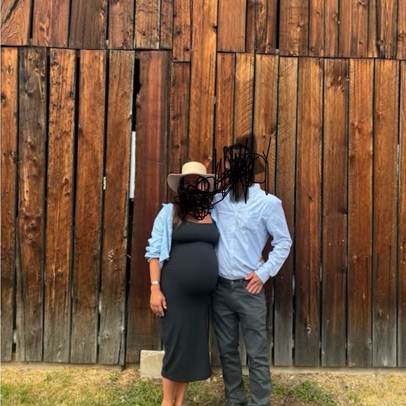 CRZ yoga maternity dress black. Built in bra. Ruched sides. Size LARGE. - Picture 5 of 5